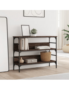 Tavolino Consolle Rovere Marrone 100x32x75 cm Legno Multistrato 2