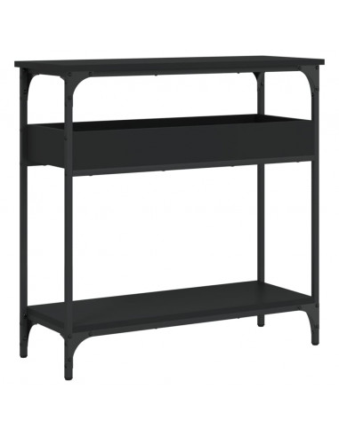 Tavolo Consolle con Ripiano Nero 75x29x75cm Legno Multistrato