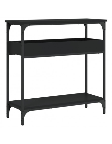Tavolo Consolle con Ripiano Nero 75x29x75cm Legno Multistrato