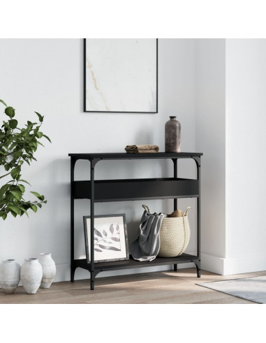 Tavolo Consolle con Ripiano Nero 75x29x75cm Legno Multistrato
