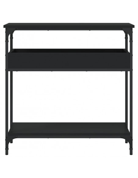 Tavolo Consolle con Ripiano Nero 75x29x75cm Legno Multistrato