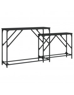 Tavolini Consolle Impilabili 2 pz Neri in Legno Multistrato 2