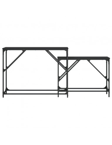 Tavolini Consolle Impilabili 2 pz Neri in Legno Multistrato