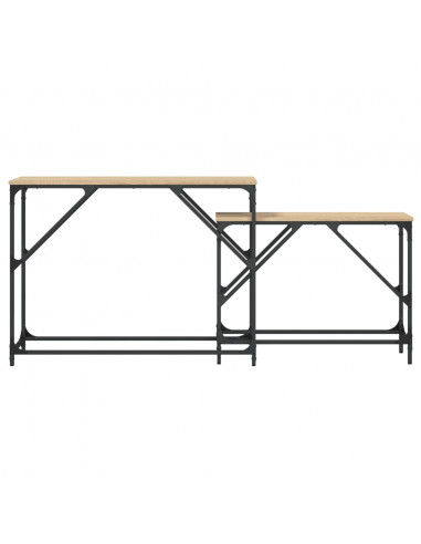 Tavoli Consolle Impilabili 2pz Rovere Sonoma Legno Multistrato