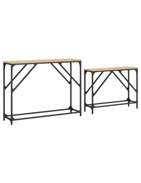 Tavoli Consolle Impilabili 2pz Rovere Sonoma Legno Multistrato