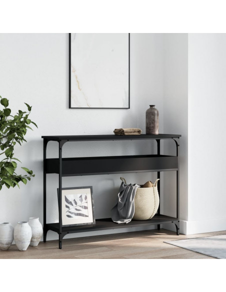Tavolo Consolle con Ripiano Nero 100x29x75cm Legno Multistrato
