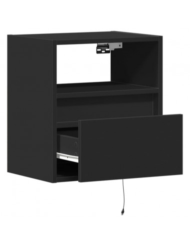 Mobili TV a Parete con Luci LED 2pz Neri 41x31x45 cm