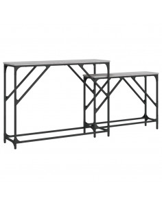 Tavoli Consolle Impilabili 2pz Grigio Sonoma Legno Multistrato 2