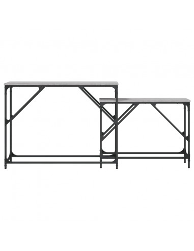 Tavoli Consolle Impilabili 2pz Grigio Sonoma Legno Multistrato