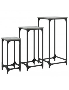 Tavolini Impilabili 3 pz Grigio Sonoma in Legno Multistrato 2