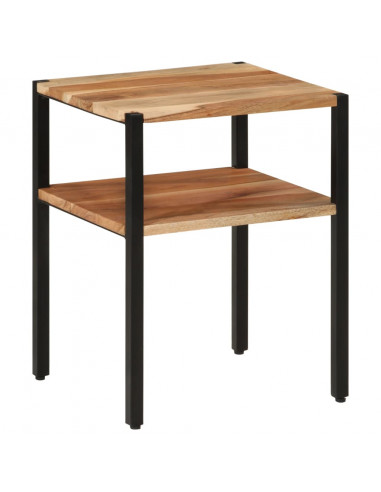 Tavolino 35x35x45cm in Legno Massello di Acacia e Ferro