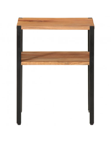 Tavolino 35x35x45cm in Legno Massello di Acacia e Ferro