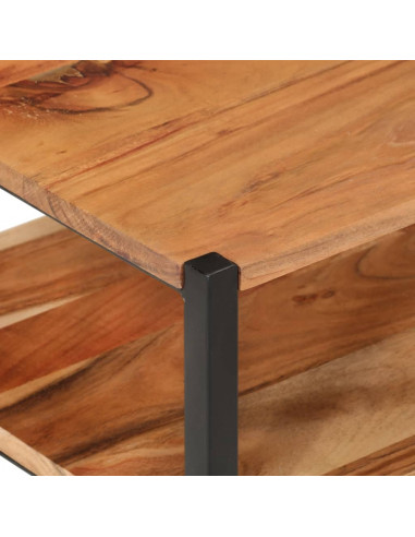 Tavolino 35x35x45cm in Legno Massello di Acacia e Ferro