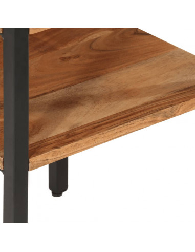 Tavolino 35x35x45cm in Legno Massello di Acacia e Ferro