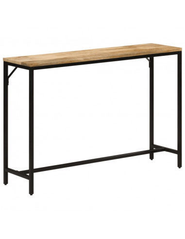 Tavolo Consolle 110x30x75cm Legno Massello Mango Grezzo e Ferro