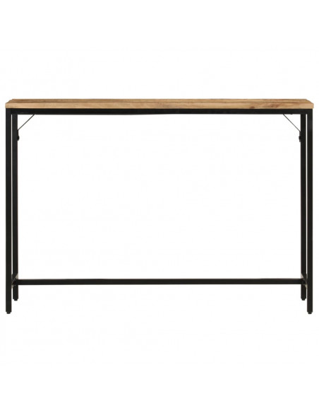 Tavolo Consolle 110x30x75cm Legno Massello Mango Grezzo e Ferro