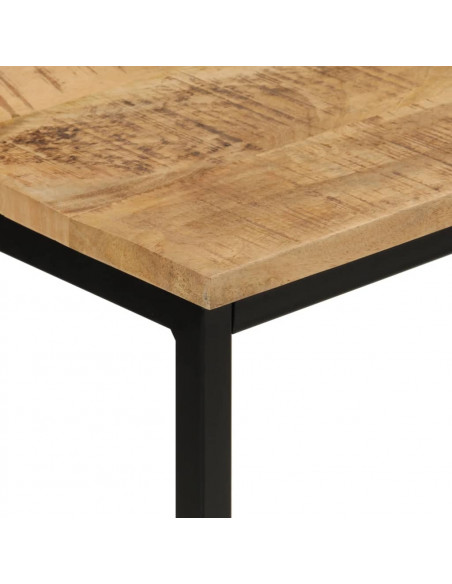 Tavolo Consolle 110x30x75cm Legno Massello Mango Grezzo e Ferro