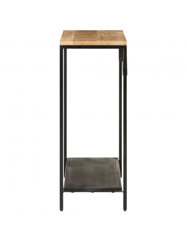 Tavolo Consolle 90x30x75cm Legno Massello Mango Grezzo e Ferro