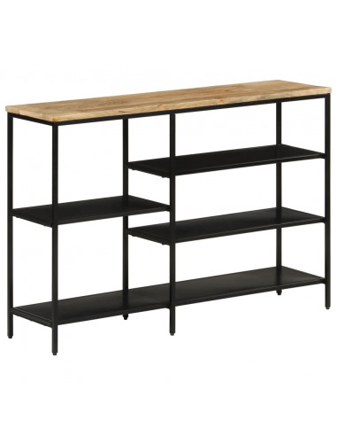 Tavolo Consolle 110x30x75cm Legno Massello Mango Grezzo e Ferro