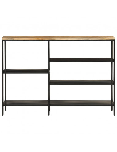 Tavolo Consolle 110x30x75cm Legno Massello Mango Grezzo e Ferro