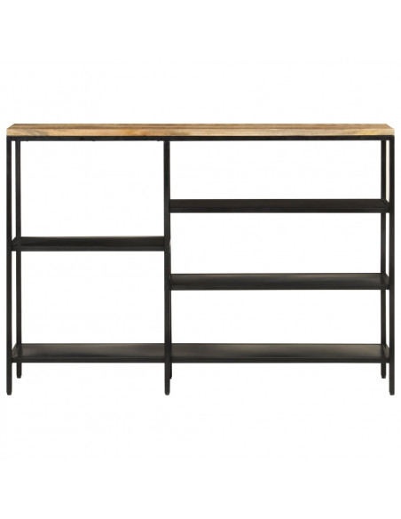 Tavolo Consolle 110x30x75cm Legno Massello Mango Grezzo e Ferro