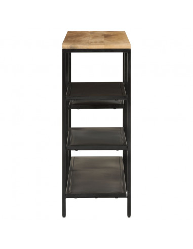 Tavolo Consolle 110x30x75cm Legno Massello Mango Grezzo e Ferro