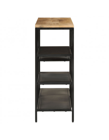 Tavolo Consolle 110x30x75cm Legno Massello Mango Grezzo e Ferro