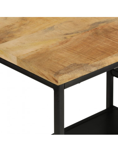Tavolo Consolle 110x30x75cm Legno Massello Mango Grezzo e Ferro