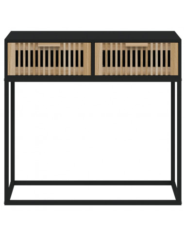 Tavolino Consolle Nero 80x30x75 cm Legno Multistrato e Ferro