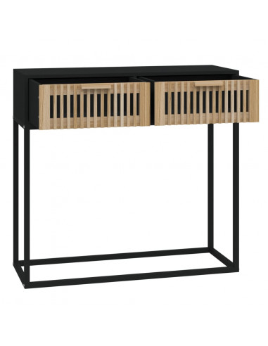 Tavolino Consolle Nero 80x30x75 cm Legno Multistrato e Ferro
