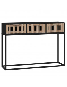 Tavolino Consolle Nero 105x30x75 cm Legno Multistrato e Ferro 2