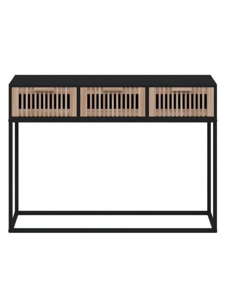 Tavolino Consolle Nero 105x30x75 cm Legno Multistrato e Ferro