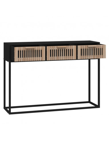 Tavolino Consolle Nero 105x30x75 cm Legno Multistrato e Ferro