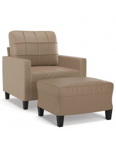 Poltrona con Poggiapiedi Cappuccino 60 cm in Similpelle