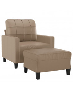 Poltrona con Poggiapiedi Cappuccino 60 cm in Similpelle 2