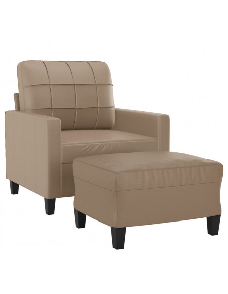 Poltrona con Poggiapiedi Cappuccino 60 cm in Similpelle
