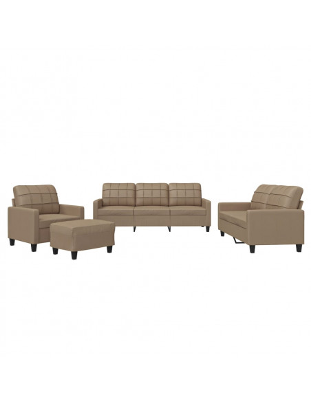 Set di Divani 4 pz con Cuscini cappuccino in Similpelle