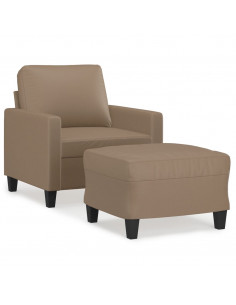 Poltrona con Poggiapiedi Cappuccino 60 cm in Similpelle