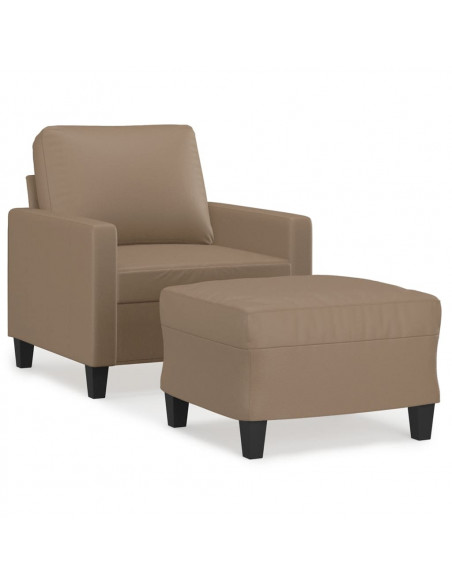 Poltrona con Poggiapiedi Cappuccino 60 cm in Similpelle