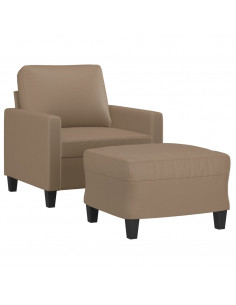 Poltrona con Poggiapiedi Cappuccino 60 cm in Similpelle 2