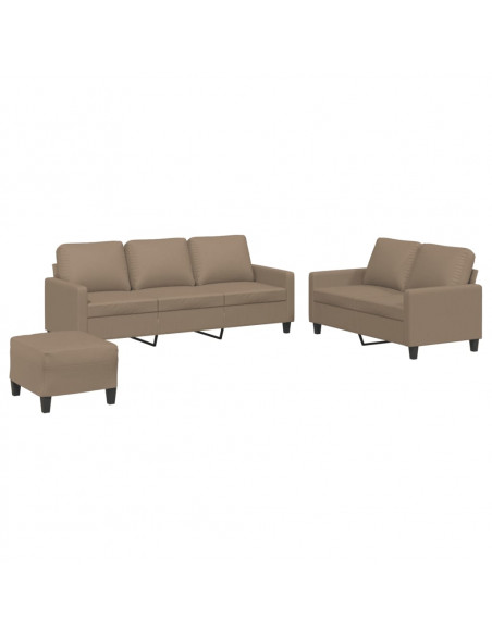 Set di Divani 3 pz con Cuscini cappuccino in Similpelle