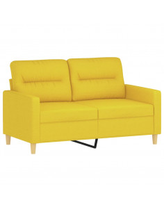 Set di Divani 2 pz con Cuscini Giallo Chiaro in Tessuto 2