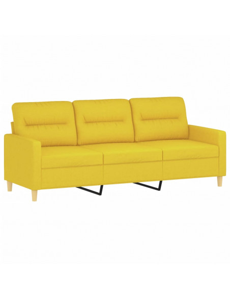 Set di Divani 2 pz con Cuscini Giallo Chiaro in Tessuto