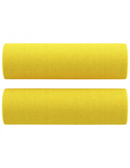 Set di Divani 2 pz con Cuscini Giallo Chiaro in Tessuto