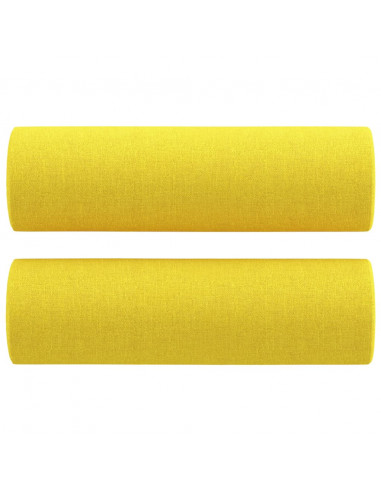 Set di Divani 3 pz con Cuscini Giallo Chiaro in Tessuto