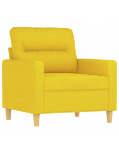 Set di Divani 4 pz con Cuscini Giallo Chiaro in Tessuto 2