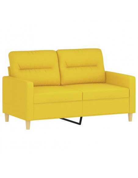 Set di Divani 3 pz con Cuscini Giallo Chiaro in Tessuto