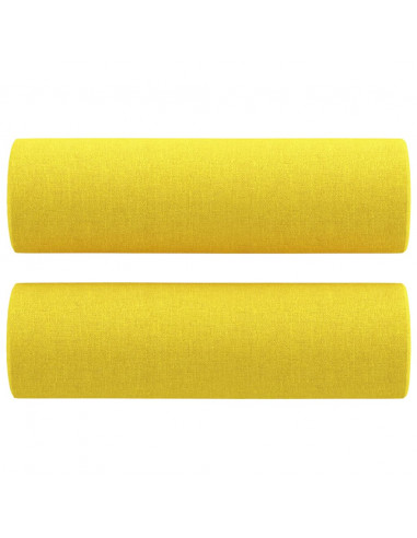 Set di Divani 3 pz con Cuscini Giallo Chiaro in Tessuto