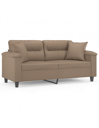 Divano a 2 Posti con Cuscini Cappuccino 140 cm in Similpelle