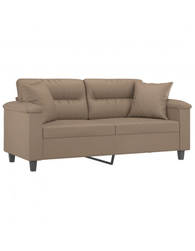 Divano a 2 Posti con Cuscini Cappuccino 140 cm in Similpelle